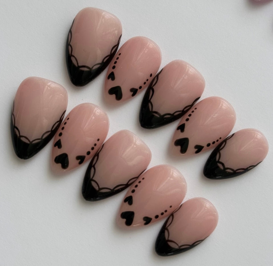 Black Lace-Press-On Nails Set