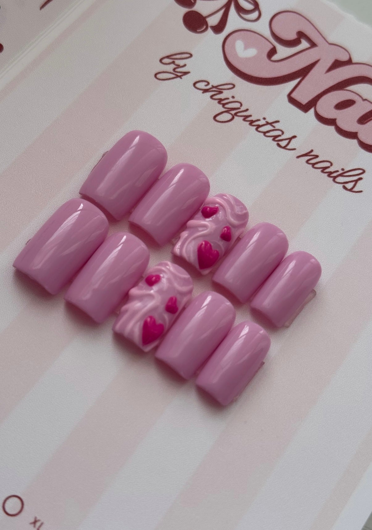 Bubble Heart-Press-On Nail Set