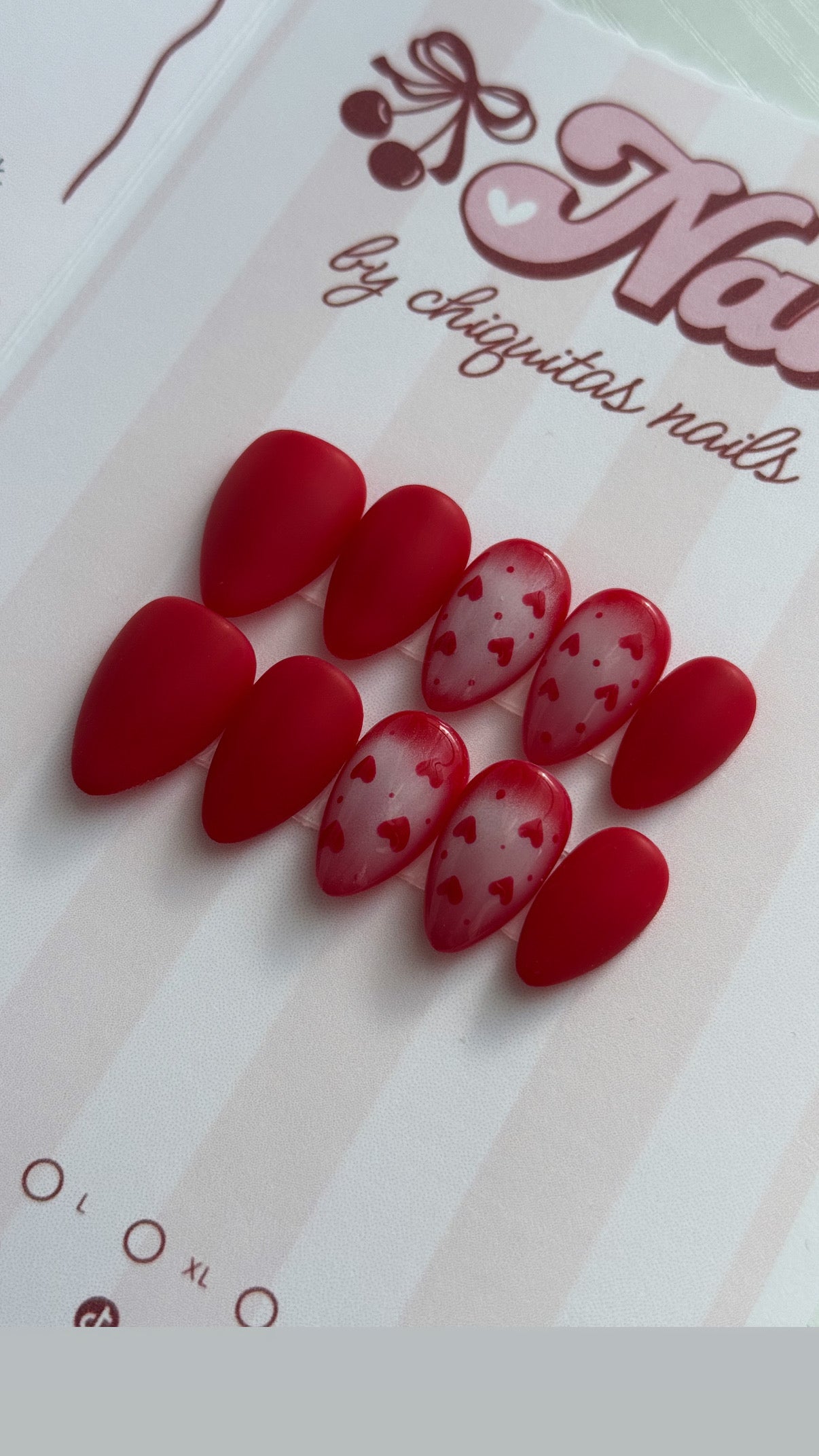 Red Faded Heart-Press-On Nails Set